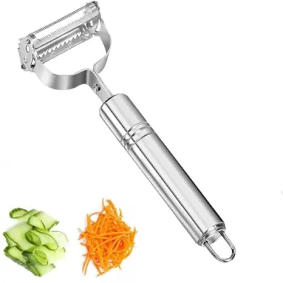 Premium 2-in-1 Stainless Steel Julienne & Vegetable Peeler | Ultra Sharp Dual Blade Potato Skin Remover, Carrot Slicer & Veggie Shredder for at ₹99