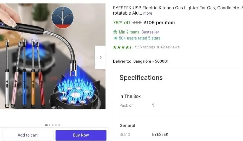 Electric Gas Lighter at ₹109