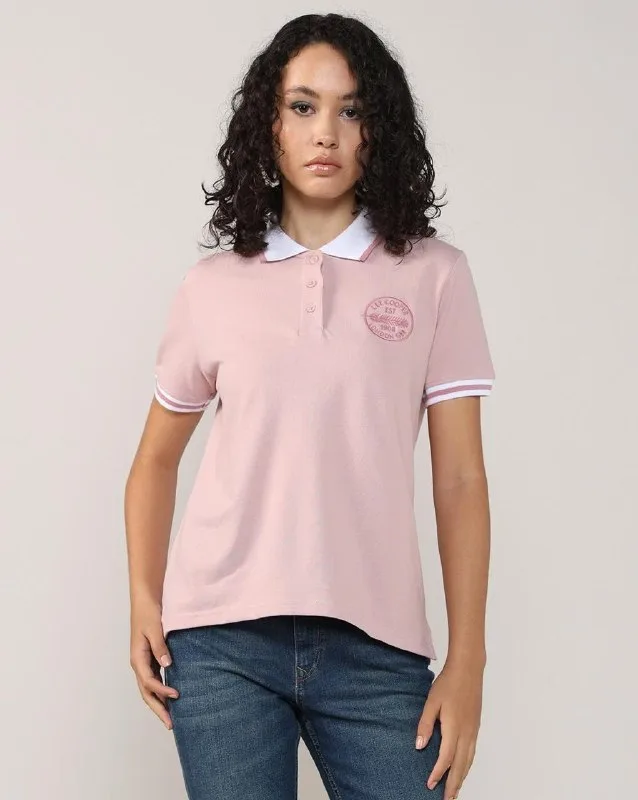 LEE COOPER Women Regular Fit Polo T-Shirt with Logo Embroidered