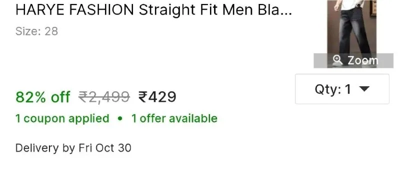 HARYE FASHION Straight Fit Men Black Jeans at ₹429