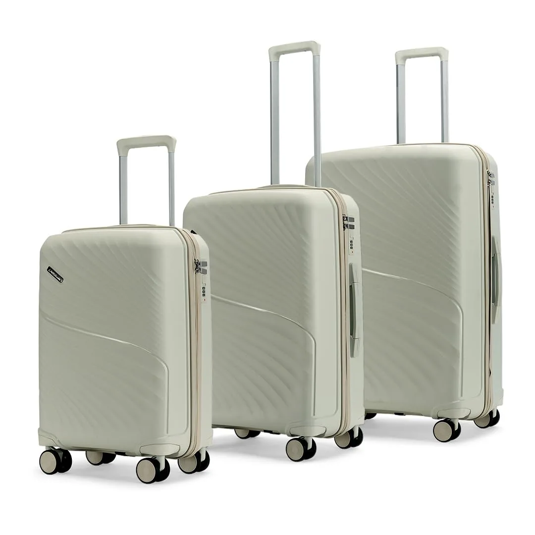 Meridian Set of 3 Trolley Bags Cabin + Medium + Large Polypropylene Hard Suitcases at ₹3,699