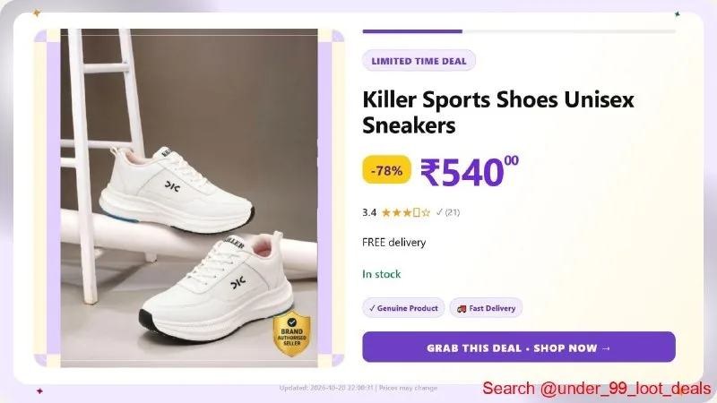 Killer Sports Shoes Unisex Sneakers at ₹540