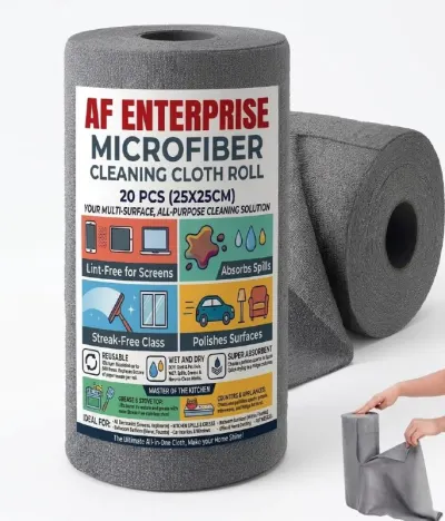 Microfiber Cleaning Cloth Roll, 20 Sheets, 30.0 cm x 30.0 cm, Grey at ₹187