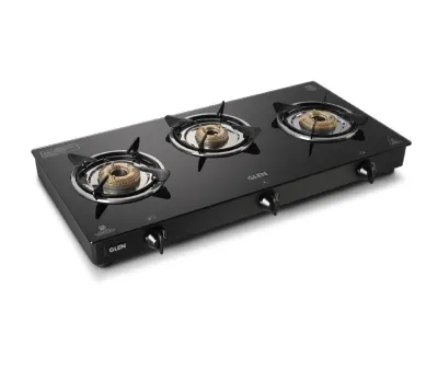 Glen Apex LPG Gas Stove 3 Burner | 6mm Toughened Glass Top Gas Stoves | Brass Burners at ₹3,399