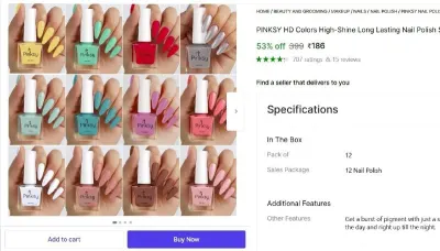 Nail Polish Set of 12 Combo at ₹186