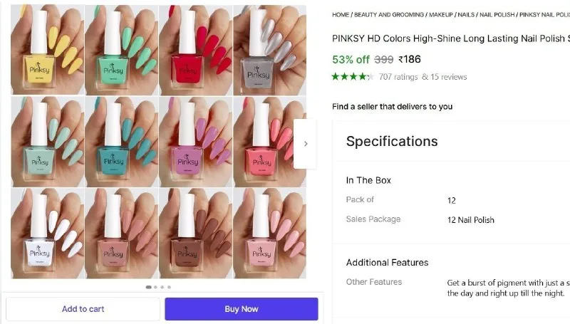 Nail Polish Set of 12 Combo at ₹186