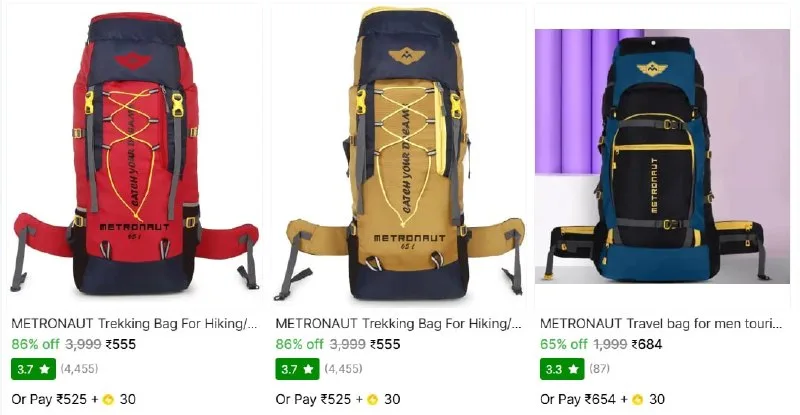 Upto 86% Off On METRONAUT Trekking Bag