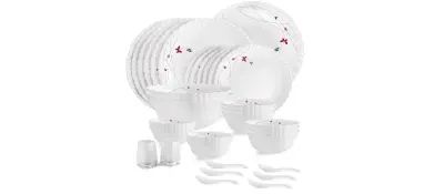 CELLO Lush Fiesta Dazzle Series Opalware Dinner Set of 35 Pieces at ₹1,799