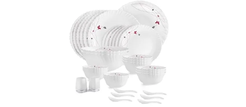 CELLO Lush Fiesta Dazzle Series Opalware Dinner Set of 35 Pieces at ₹1,799