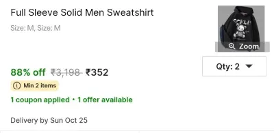 Full Sleeve Solid Men Sweatshirt at ₹352