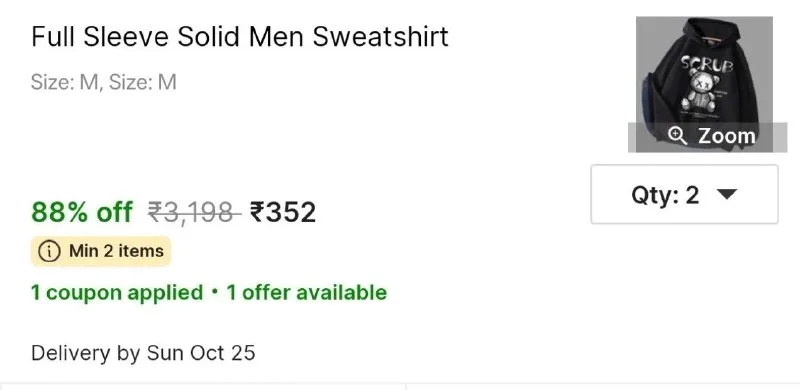Full Sleeve Solid Men Sweatshirt at ₹352