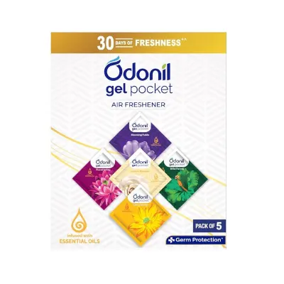 Odonil Gel Pocket – 50g (10g X5) | Pack of 5 Assorted Fragrances at ₹199