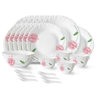 Larah by Borosil Opalware Dinner Set, 33 Pcs At1392 at ₹1,392