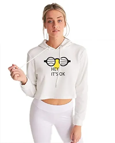 Leriya Fashion Women's Color Block Hoodie Casual Drawstring Pullover Sweatshirts Long Sleeve Crop Top at ₹195