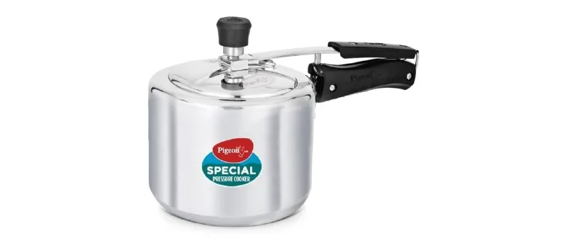 Pigeon by Stovekraft 12261 Induction Base Inner Lid Aluminium Pressure Cooker, 3 Liters, Silver at ₹704
