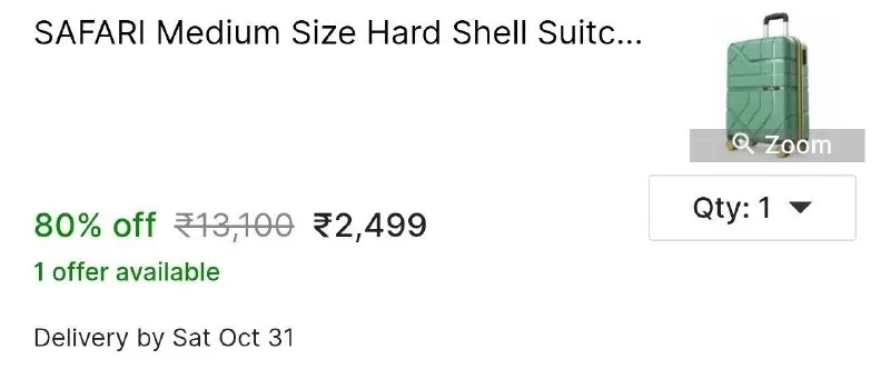 SAFARI Medium Size Hard Shell Suitcase Cabin Suitcase 4 Wheels at ₹2,499