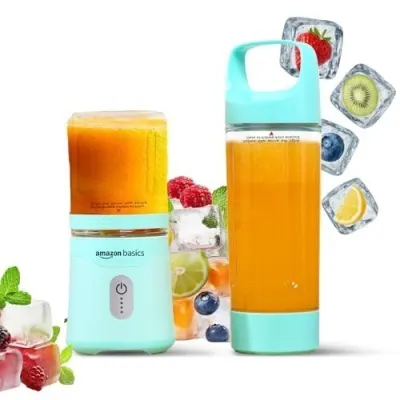 Amazon Basics Portable Blender | 350/500 ml Jar | USB Charging | Battery Operated and Rechargeable | 6 Stainless Steel Blades | 2x2000 mAh B at ₹816