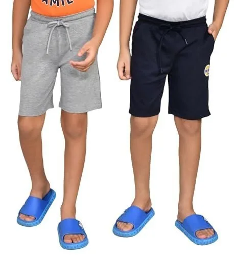 Lux Cozi Boy's Premium Combed Cotton Graphic Printed Shorts with Contrast Piping Design and Side Pockets | Print May Vary | Pack of 2 at ₹119
