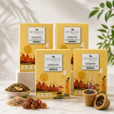 Sambrani Havan Cups for Pooja (48 Cups, Pack of 4), 100% Organic & Charcoal-Free, Infused with Orignal Guggal & Natural Loban, Hawan Samagri at ₹576