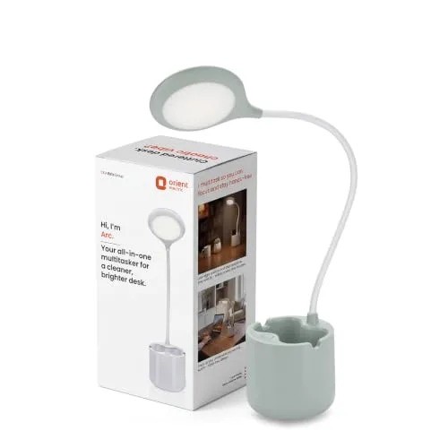 Orient Electric Arc 6W Rechargeable LED Desk Lamp, Matcha Green | Touch Control with Dimming | USB Type-C Charging | Flexible Gooseneck at ₹628