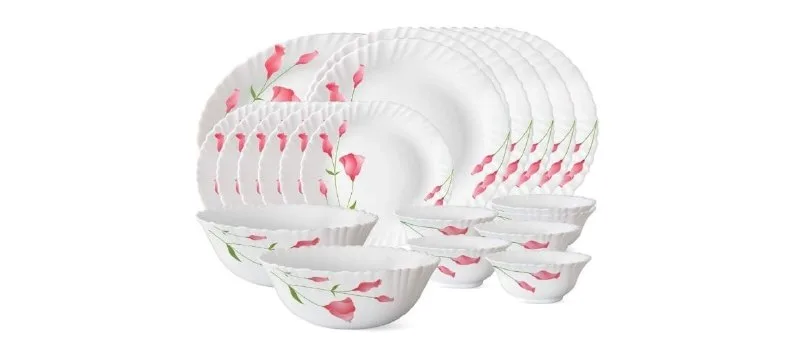 Larah by BOROSIL Diana Opalware Dinner Set, White - 21 Pieces at ₹1,690