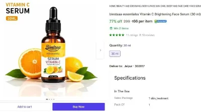 Blestaaa Essentialss Vitamin C Brightening Face Serum at ₹66