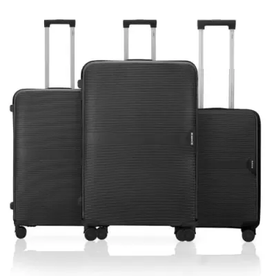 HRX Parabola 3-Piece Luggage Set Haileys Black Polypropylene Hard Shell Suitcase Set - Premium Travel Trolley Bags with 8 Spinner Wheels, Nu at ₹3,499