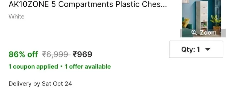 AK10ZONE 5 Compartments Plastic Chest of Drawers at ₹969