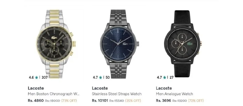 Upto 69% Off On Lacoste Watches