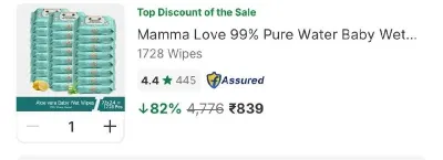 Mamma Love 99% Pure Water Baby Wet Wipes at ₹839