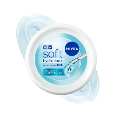 NIVEA Soft Hydration+ Serum Infused Gel Moisturizer for Plump & Bouncy Skin | Face Cream with Hyaluron & Niacinamide | 100Hr Hydration | Qui at ₹319