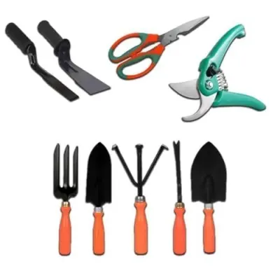 Ocean Mart 9-Piece Gardening Tools Kit for Gardening – Cultivator, Fork, Trowels, Weeder, Garden Scissor, Khurphi & Pruner Cutter for Indoor at ₹275