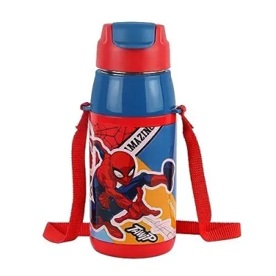 CELLO Puro Steel-X Hydra Kid 400 Inner Steel Insulated Water Bottle 400ml, Red | Spiderman Print | ISI Certified, Leakproof | Easy to Carry  at ₹264
