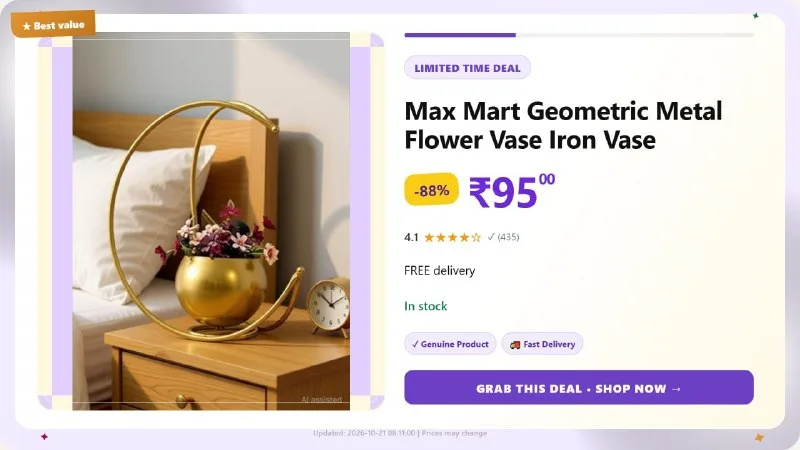 Metal Flower Vase Iron Vase at ₹95