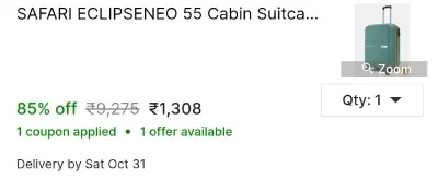 SAFARI ECLIPSENEO 55 Cabin Suitcase 8 Wheels - 22 inch at ₹1,308