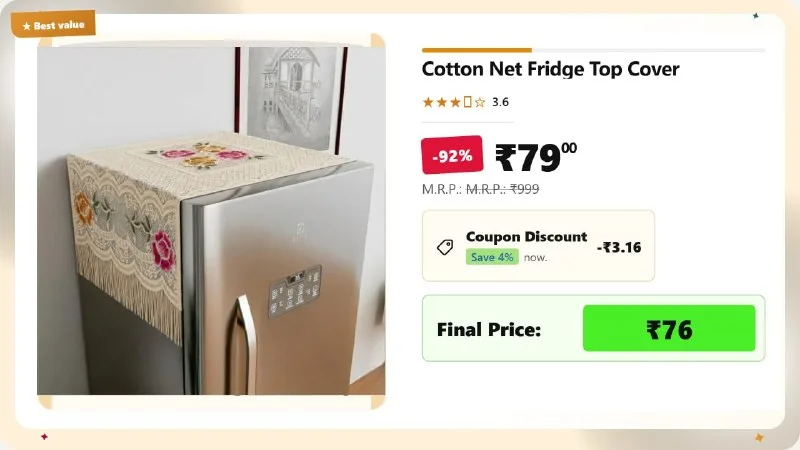 Cotton Net Fridge Top Cover (Pack Of 1) at ₹76