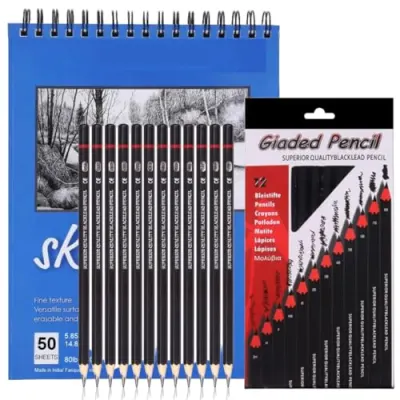 Corslet Set of 13 Drawing Kit 12 pc Drawing Pencils Set Sketch Pencil Shading Sketching Kit Graphite Artist Stationary Material for Adults P at ₹157