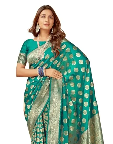 SIRIL Women's Banarasi Silk Blend Kanjivaram Jacquard Saree With Unstitched Blouse Piece at ₹244