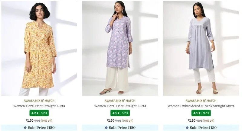 women kurta loot from ₹150