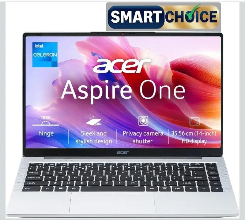 Acer Smartchoice Aspire One, Intel Core Celeron N4500, 8GB LPDDR4 RAM/ 512GB SSD, 14.0"/35.56cm WXGA Display at ₹25,990
