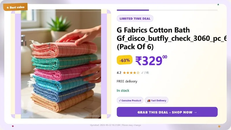 Pack of 6 Bath Towels at ₹329
