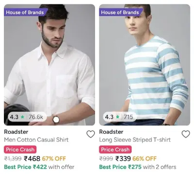 Roadster, HRX Min 75% Off and 1 more