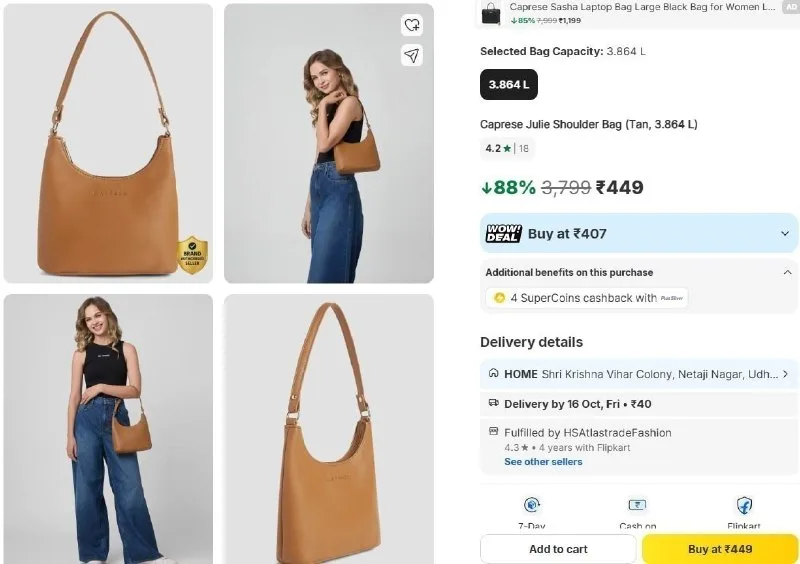 Caprese Julie Shoulder Bag at ₹449