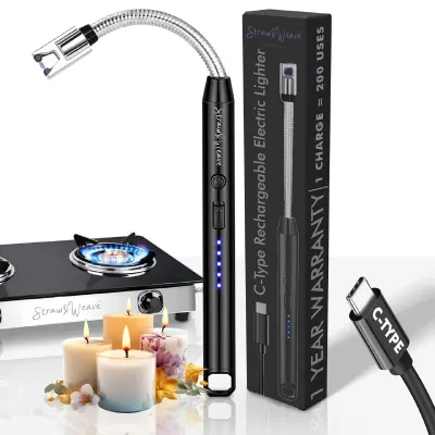 STRAW&WEAVE Rechargeable Electric Gas Lighter for Kitchen, Lighter for Gas Stove, Candles, Pooja, 1 Year Warranty at ₹250