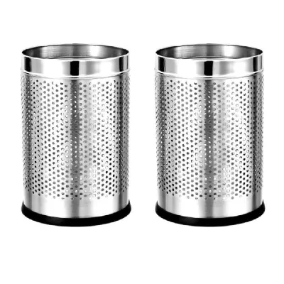 Mumma's LIFE 18L Dustbin for Home | Pack of 2, Stainless Steel Open Perforated Dustbins Without Lid at ₹799