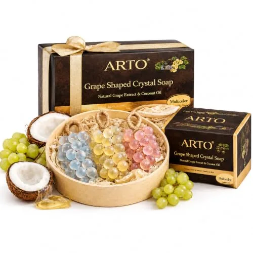 ARTO Grape Shaped Crystal Soap – Decorative Handmade Bathroom Soap Bar – Natural Grape Extract & Coconut Oil for Deep Cleansing & Moisturizi at ₹259