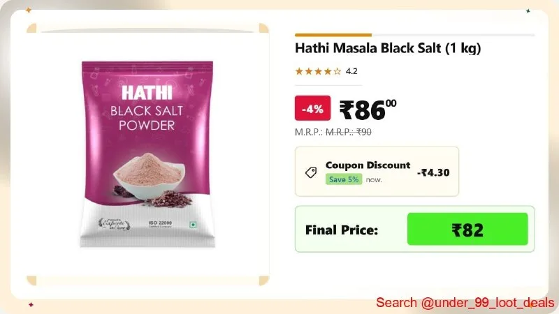 Hathi Masala Black Salt (1 kg) at ₹82