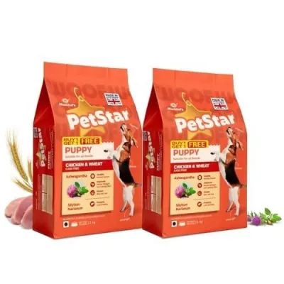 Mankind Petstar Puppy Dry Dog Food (High Protein) Chicken & Wheat Flavor, 1kg (Pack of 2) | Improves Muscle & Strength, Supports Immunity, P at ₹945
