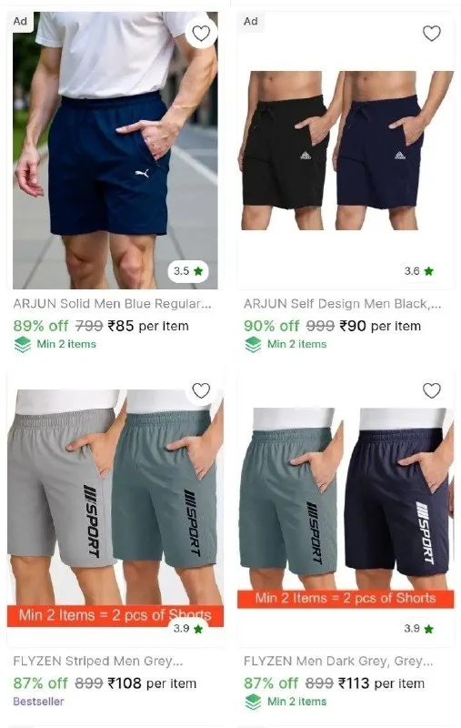 Mens shorts 89%off guys
