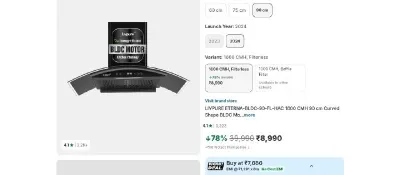 LIVPURE Eterna 90cm BLDC Filterless Chimney at ₹8,990